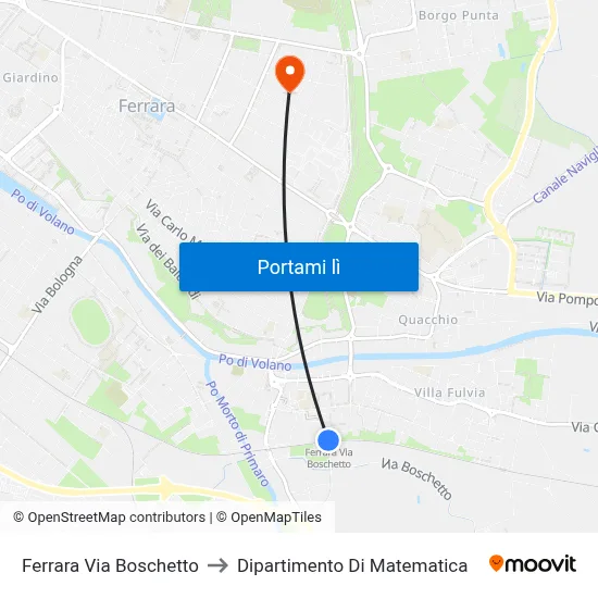 Ferrara Via Boschetto to Dipartimento Di Matematica map
