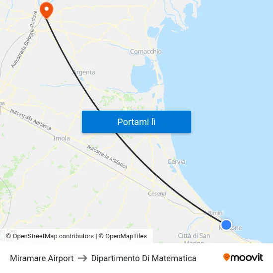 Miramare Airport to Dipartimento Di Matematica map