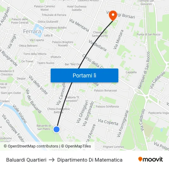 Baluardi Quartieri to Dipartimento Di Matematica map