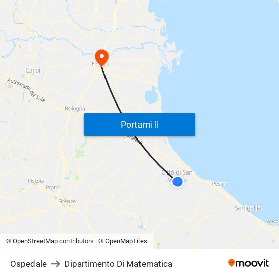 Ospedale to Dipartimento Di Matematica map