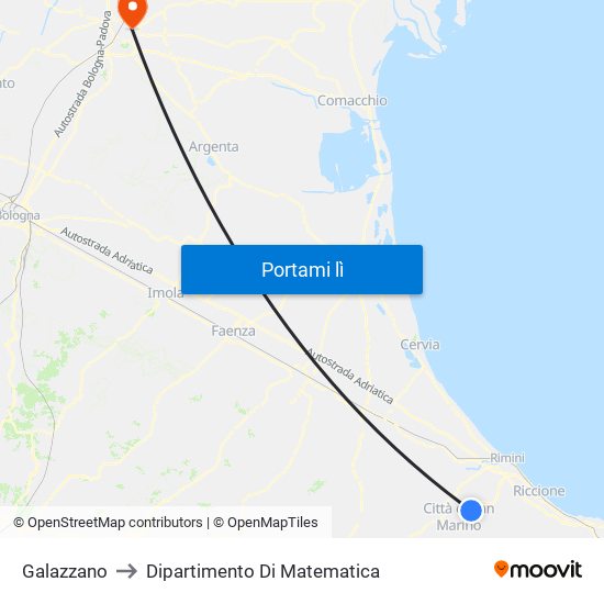 Galazzano to Dipartimento Di Matematica map