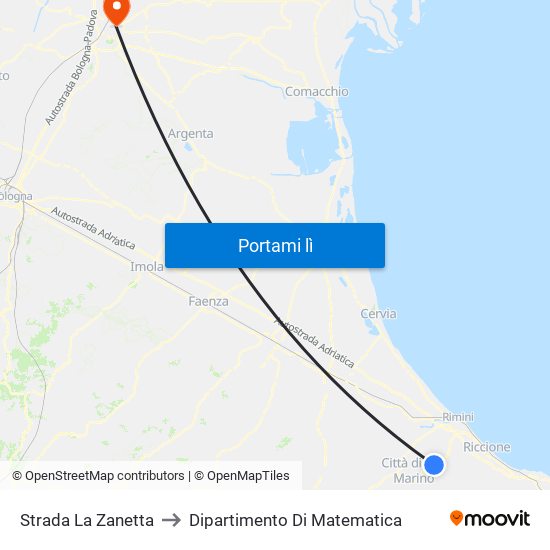 Strada La Zanetta to Dipartimento Di Matematica map