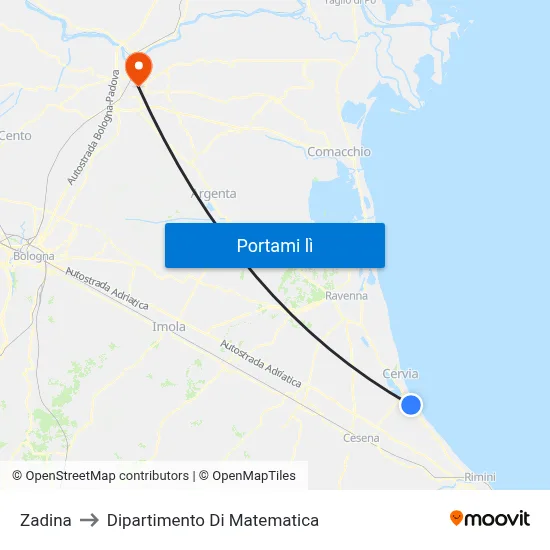 Zadina to Dipartimento Di Matematica map