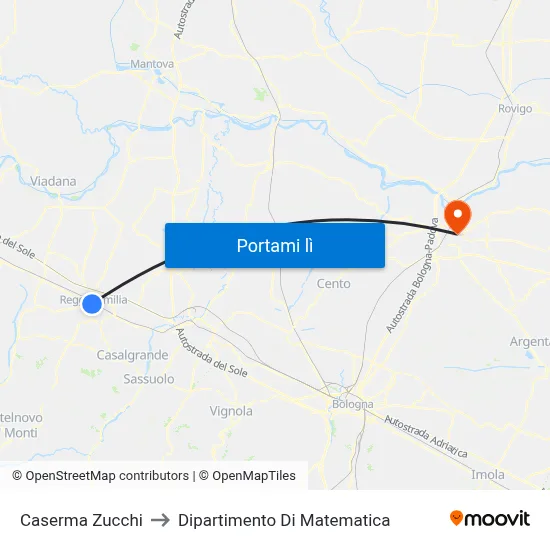 Caserma Zucchi to Dipartimento Di Matematica map