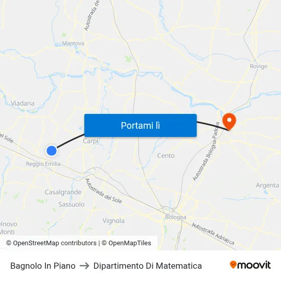 Bagnolo In Piano to Dipartimento Di Matematica map