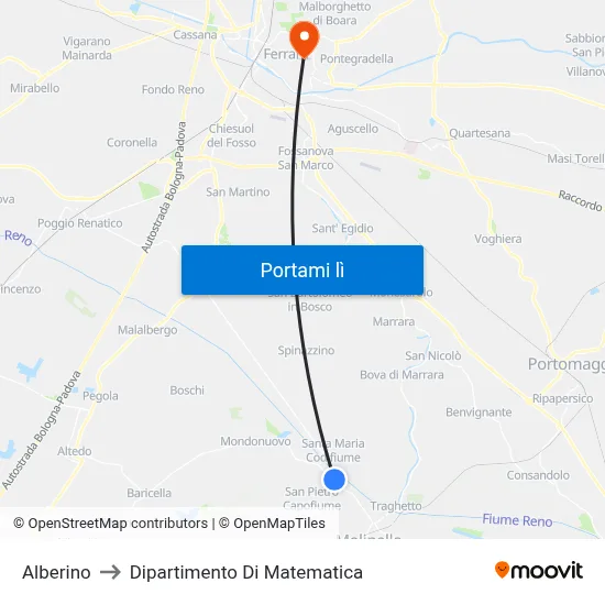 Alberino to Dipartimento Di Matematica map