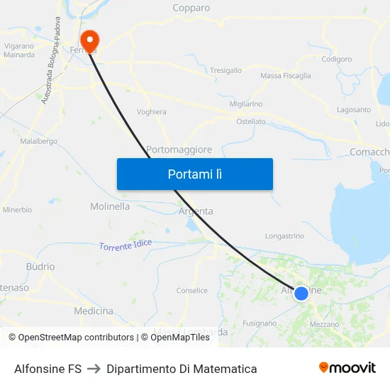 Alfonsine FS to Dipartimento Di Matematica map