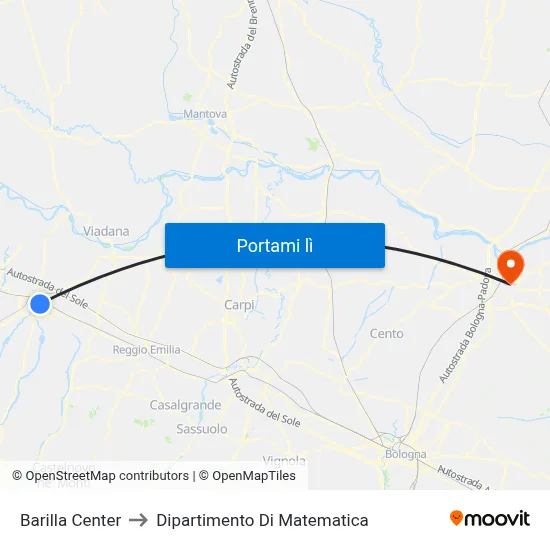 Barilla Center to Dipartimento Di Matematica map