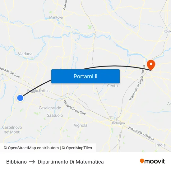 Bibbiano to Dipartimento Di Matematica map
