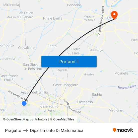 Pragatto to Dipartimento Di Matematica map