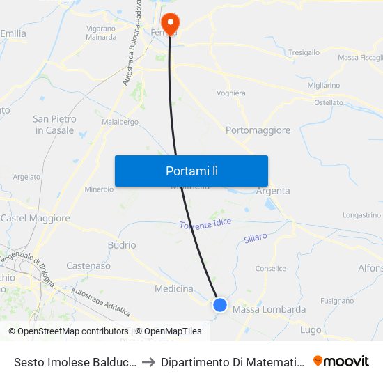 Sesto Imolese Balducci to Dipartimento Di Matematica map