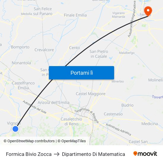 Formica Bivio Zocca to Dipartimento Di Matematica map