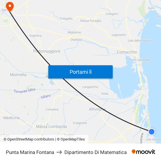 Punta Marina Fontana to Dipartimento Di Matematica map