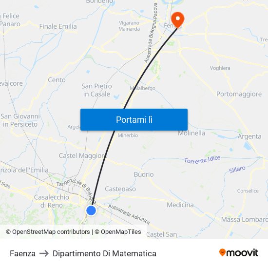 Faenza to Dipartimento Di Matematica map