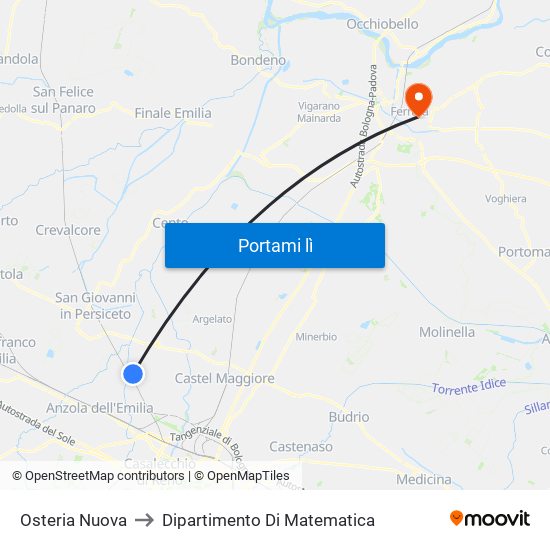 Osteria Nuova to Dipartimento Di Matematica map