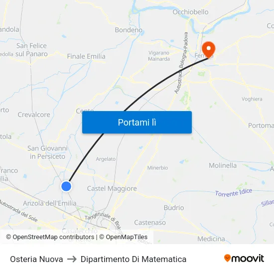 Osteria Nuova to Dipartimento Di Matematica map