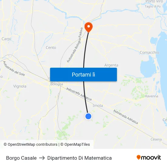 Borgo Casale to Dipartimento Di Matematica map