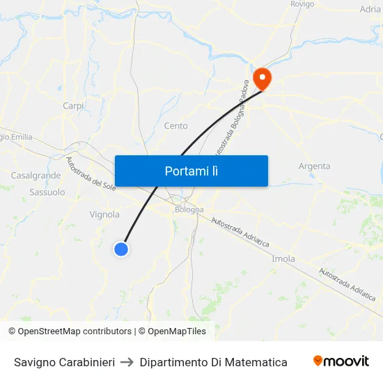 Savigno Carabinieri to Dipartimento Di Matematica map
