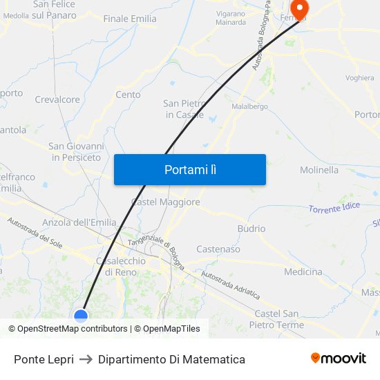 Ponte Lepri to Dipartimento Di Matematica map