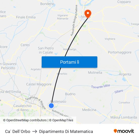 Ca` Dell`Orbo to Dipartimento Di Matematica map