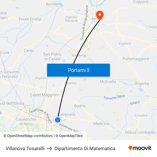 Villanova Tosarelli to Dipartimento Di Matematica map