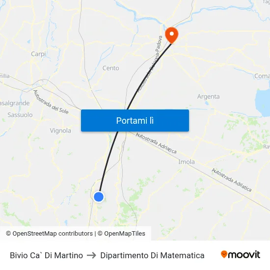 Bivio Ca` Di Martino to Dipartimento Di Matematica map