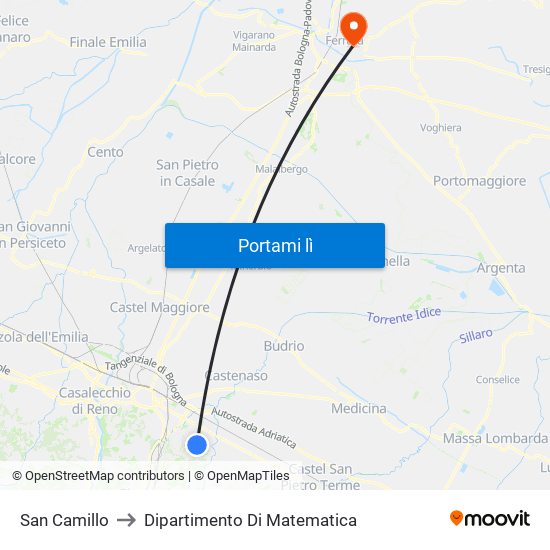 San Camillo to Dipartimento Di Matematica map