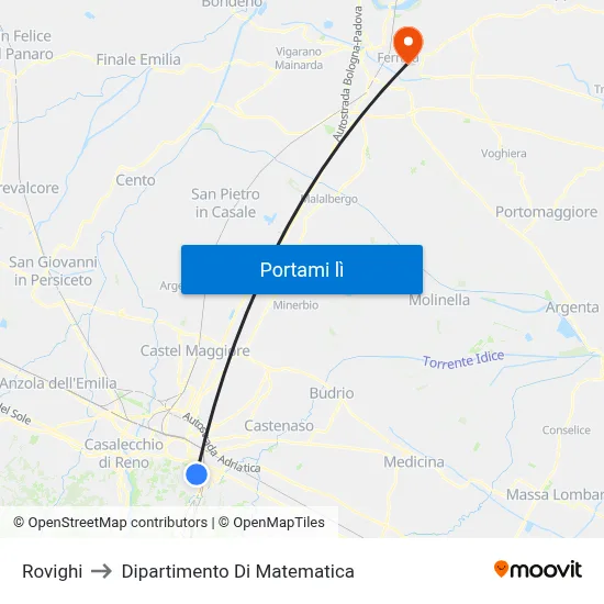 Rovighi to Dipartimento Di Matematica map