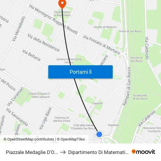Piazzale Medaglie D'Oro to Dipartimento Di Matematica map