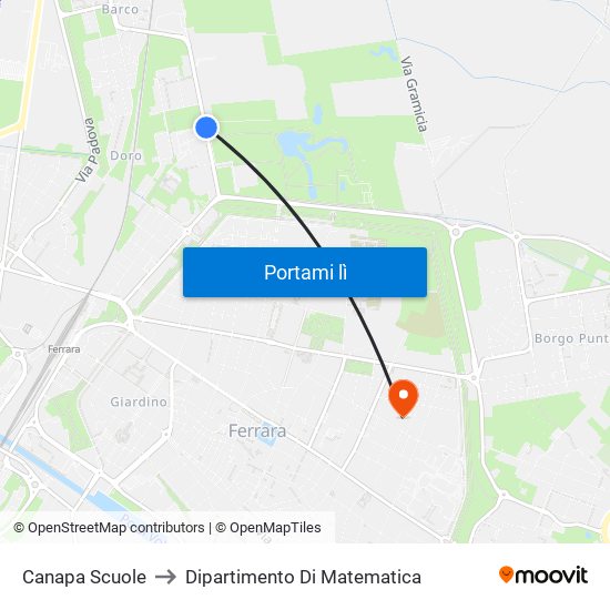 Canapa Scuole to Dipartimento Di Matematica map