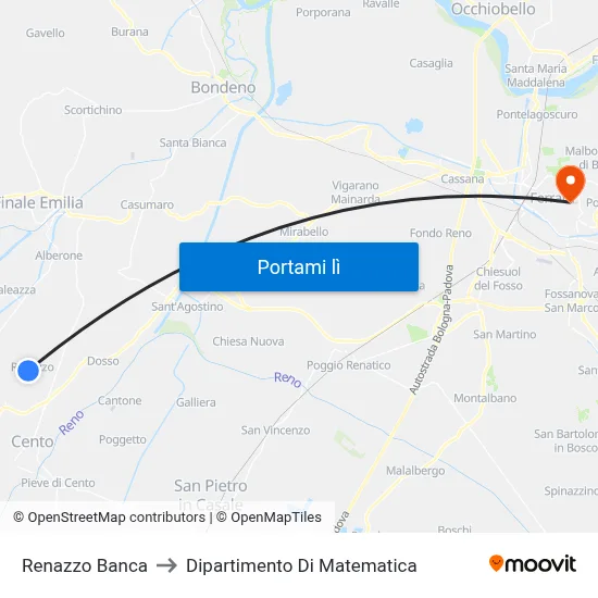 Renazzo Banca to Dipartimento Di Matematica map