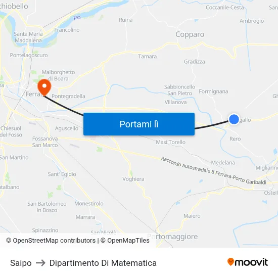 Saipo to Dipartimento Di Matematica map