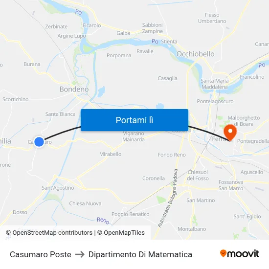 Casumaro Poste to Dipartimento Di Matematica map