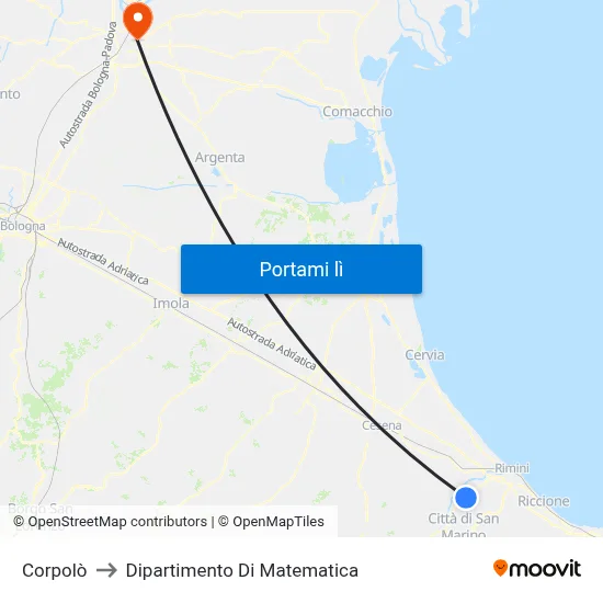 Corpolò to Dipartimento Di Matematica map