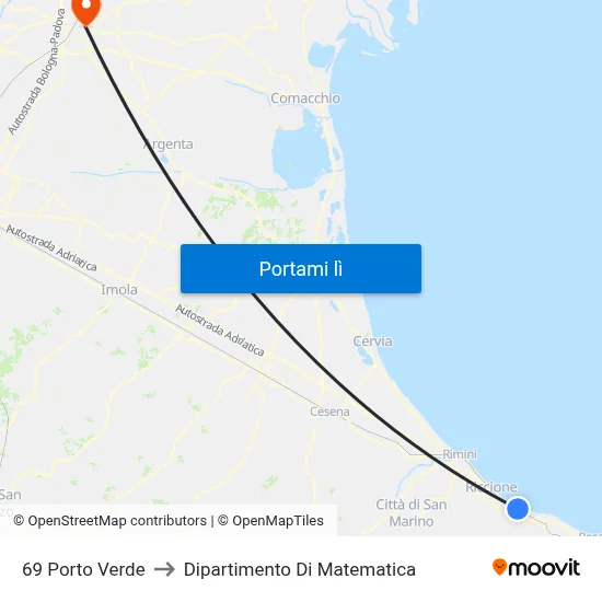 69 Porto Verde to Dipartimento Di Matematica map