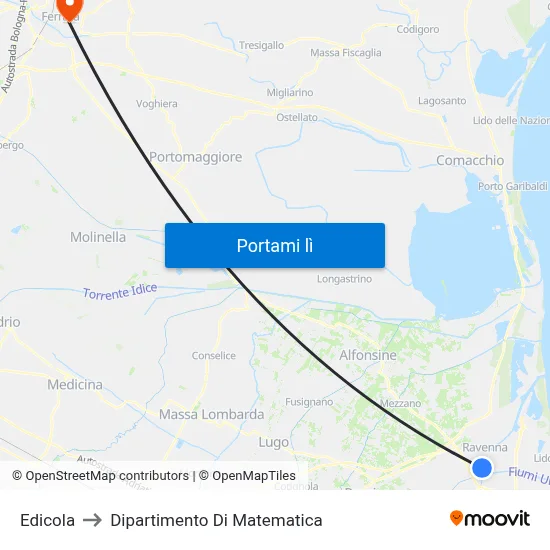 Edicola to Dipartimento Di Matematica map