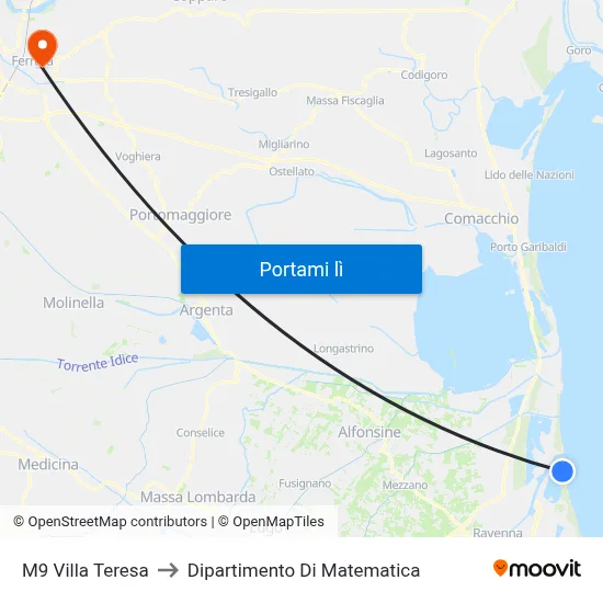 M9 Villa Teresa to Dipartimento Di Matematica map