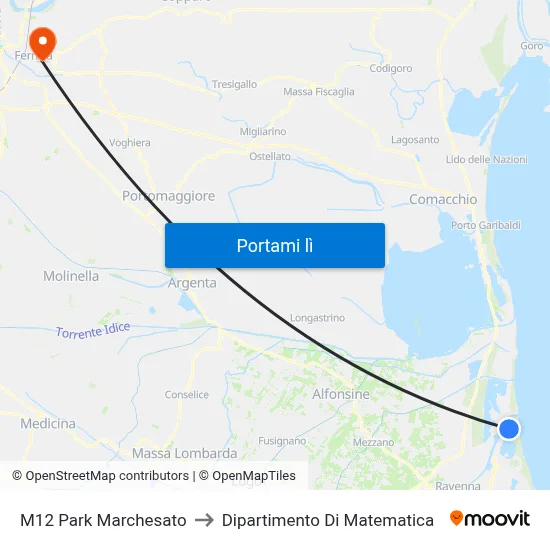 M12 Park Marchesato to Dipartimento Di Matematica map