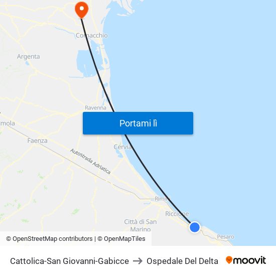 Cattolica-San Giovanni-Gabicce to Ospedale Del Delta map