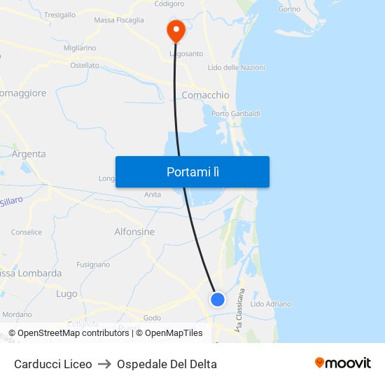 Carducci Liceo to Ospedale Del Delta map