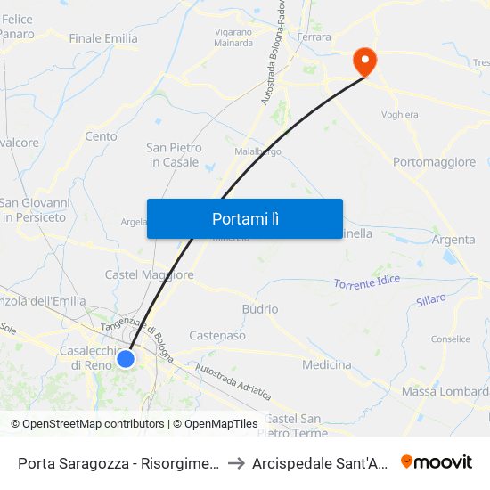 Porta Saragozza - Risorgimento to Arcispedale Sant'Anna map