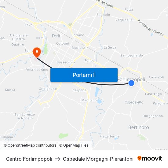 Centro Forlimpopoli to Ospedale Morgagni-Pierantoni map