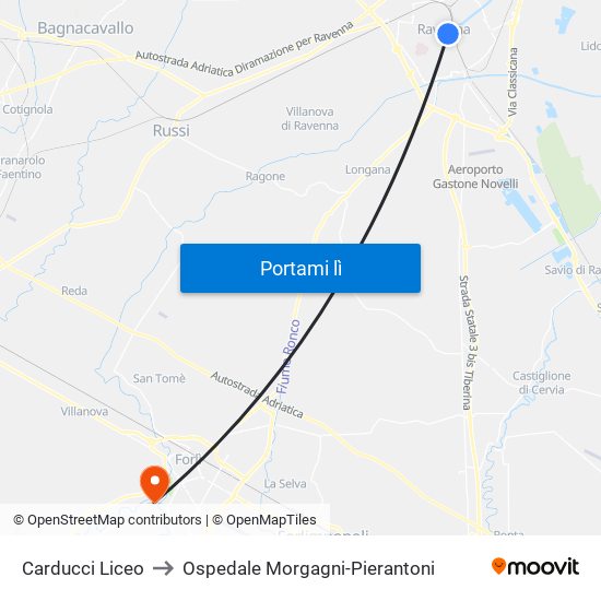 Carducci Liceo to Ospedale Morgagni-Pierantoni map