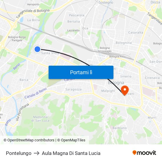 Pontelungo to Aula Magna Di Santa Lucia map
