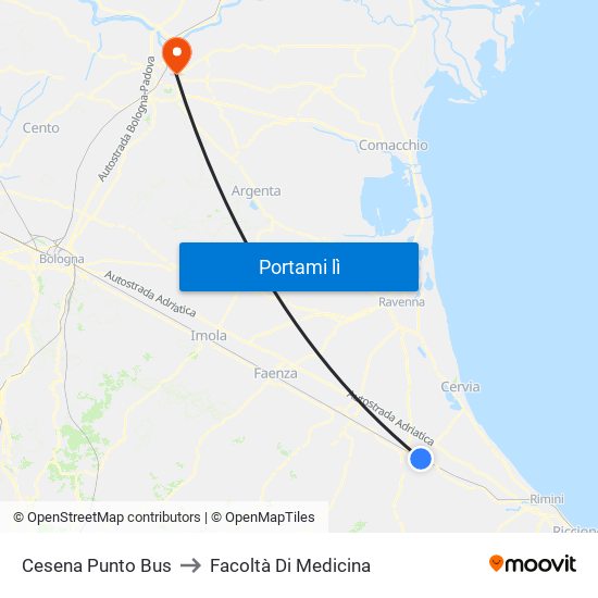 Cesena Punto Bus to Facoltà Di Medicina map