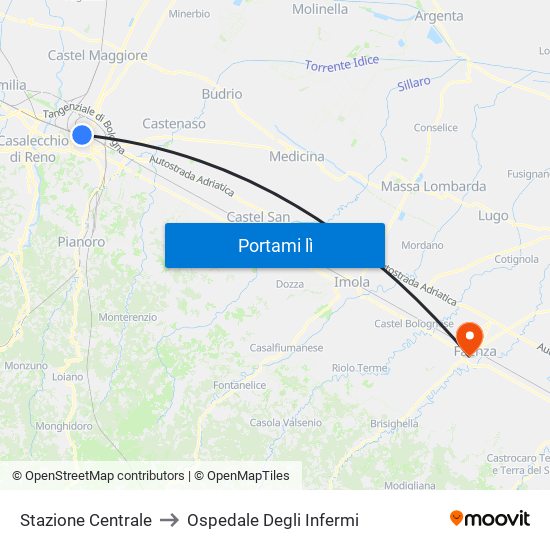 Stazione Centrale to Ospedale Degli Infermi map