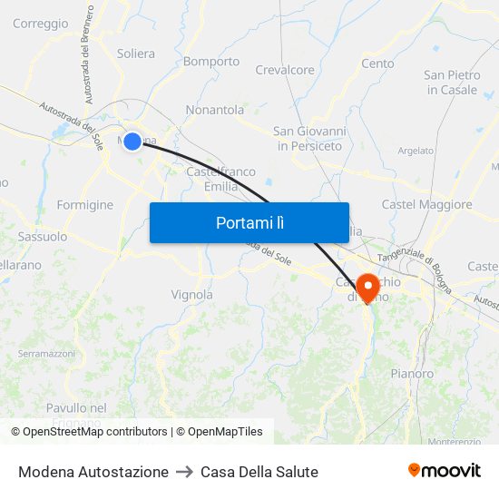 Modena Autostazione to Casa Della Salute map