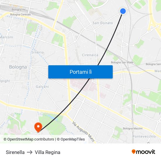 Sirenella to Villa Regina map