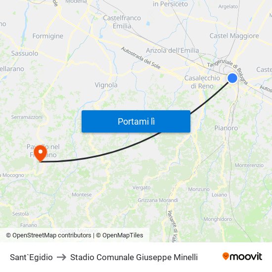 Sant`Egidio to Stadio Comunale Giuseppe Minelli map