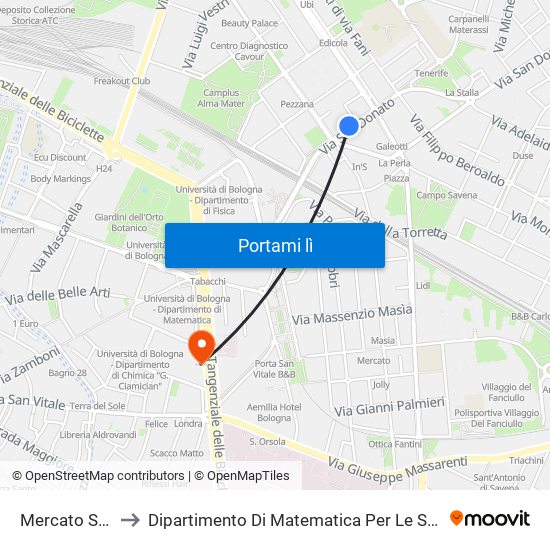 Mercato San Donato to Dipartimento Di Matematica Per Le Scienze Economiche E Sociali map